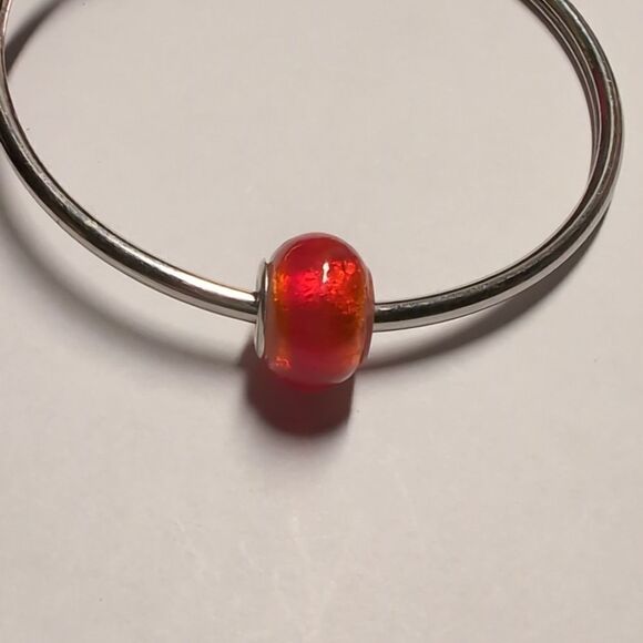 Silver‎ and Red Glass Charm for Pandora Style Bracelet - Picture 1 of 2